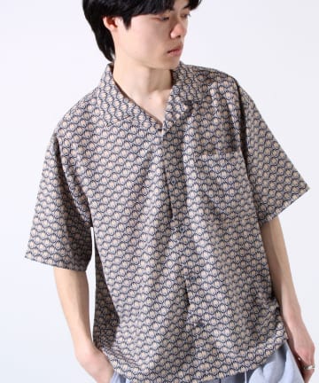 【GLOSTER】オールオーバーパターン 柄シャツ アロハシャツ オープンカラー