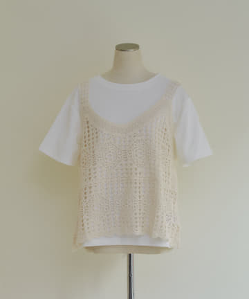 NICE CLAUP / OLIVE des OLIVE OUTLET(ナイスクラップ  / オリーブ デ オリーブ アウトレット) 【2set item】【NAO】レースキャミ×Tシャツ