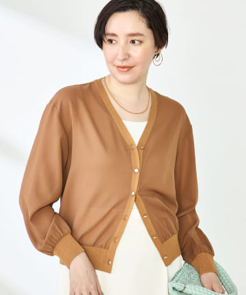 NOLLEY'S(ノーリーズ) 《手洗い可能》シフォンVネックカーディガン