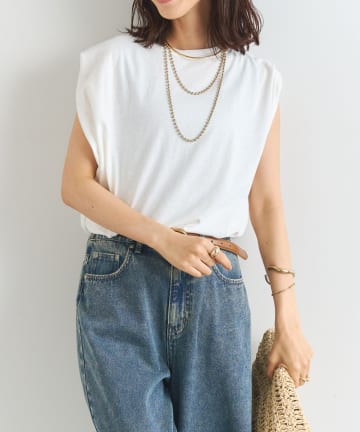 un dix cors(アンディコール) 《さらっと上級見え》綿麻混肩タックプルオーバー