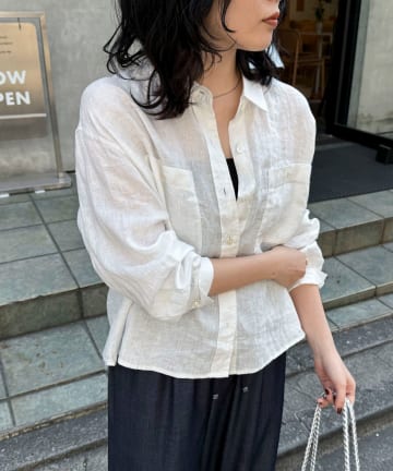 FREDY & GLOSTER(フレディ アンド グロスター) LINEN100クロップドシャツ