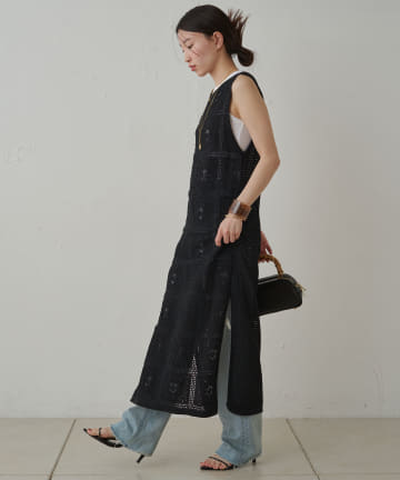 OUTLET(アウトレット) 【Loungedress】クロシェニットワンピース