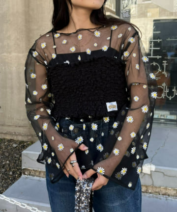 OUTLET(アウトレット) 【CIAOPANIC TYPY】ぽこぽこビスチェ付きマーガレットチュールブラウス