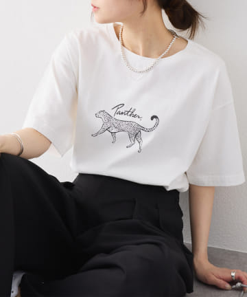 PUAL CE CIN(ピュアルセシン) アニマルプリントパンサーTシャツ