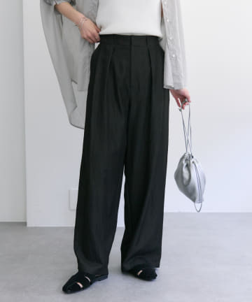 PUAL CE CIN(ピュアルセシン) レーヨンナイロンタックスラックスパンツ