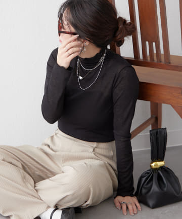 NICE CLAUP / OLIVE des OLIVE OUTLET(ナイスクラップ  / オリーブ デ オリーブ アウトレット) 【2025SS】シアーハイネックプルオーバー
