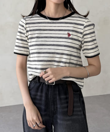 CPCM(シーピーシーエム) 【U.S. POLO ASSN.】クルーネック半袖リブT