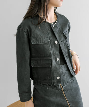 OUTLET(アウトレット) 【mystic】【ai no de】mizushima ノーカラーミニジャケット