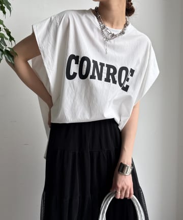 DOUDOU(ドゥドゥ) CONROロゴ布帛切替TEE