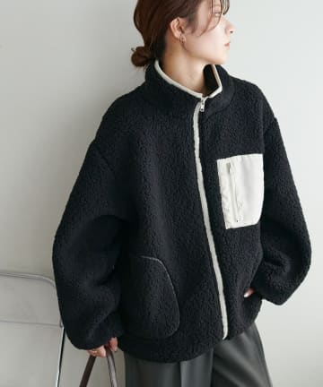 【軽量アウター/体型カバー】配色オーバーブルゾン《WEB限定》