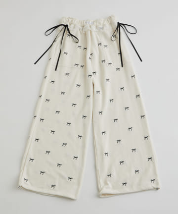 OLIVE des OLIVE(オリーブ デ オリーブ) 【SNSで話題の！】リボン柄ウエストフリルスウェットパンツ