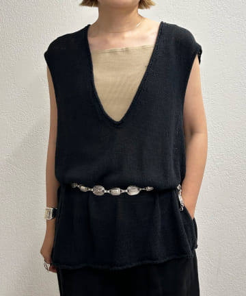 OUTLET(アウトレット) 【SHENERY】Vネックリネンニットベスト