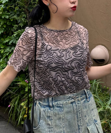 OUTLET(アウトレット) 【Ciaopanic】うねうねシアープリントTEE