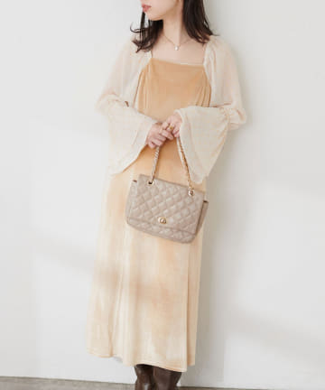 【natural couture】ｏｓｏｎｏ観劇ベロア×ラメシフォンワンピース