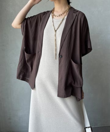 DOUDOU(ドゥドゥ) 【WEB限定】強撚半袖ジャケット