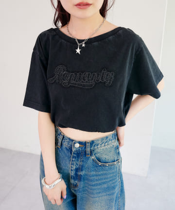 Kastane(カスタネ) 【S.Lサイズ展開】ワッペンオフショルTEE