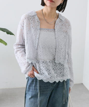 mystic(ミスティック) レースビスチェセットブラウス