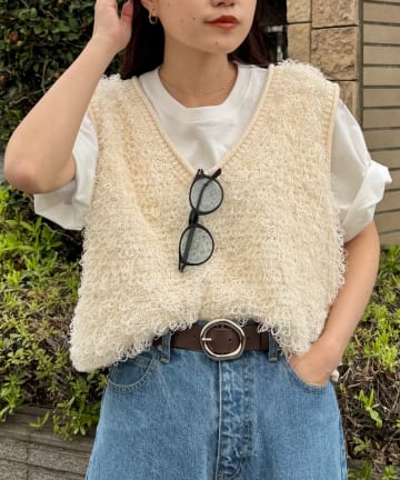 CIAOPANIC TYPY(チャオパニックティピー) ループフリンジクロップド丈ベスト