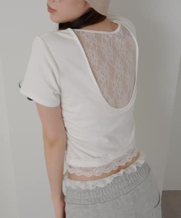 BACKレースドロストTシャツ