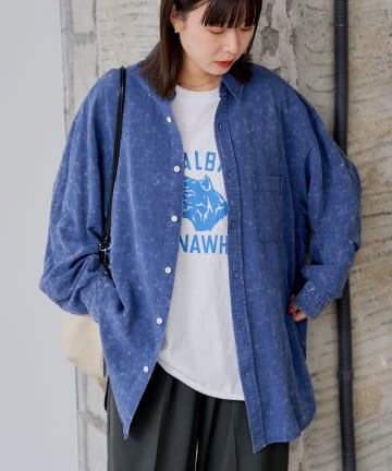 【Kastane】【WHIMSIC】ガーメントダイレギュラーカラーシャツ