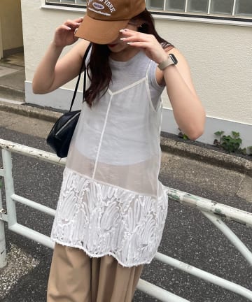 NICE CLAUP / OLIVE des OLIVE OUTLET(ナイスクラップ  / オリーブ デ オリーブ アウトレット) 【RMAF】NUNIFE/2WAY立体チュールキャミ