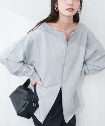 NICE CLAUP / OLIVE des OLIVE OUTLET(ナイスクラップ  / オリーブ デ オリーブ アウトレット) 【natural couture】オフショルZIP裏毛プルオーバー
