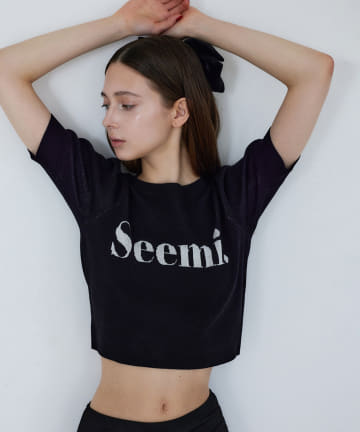 Seemi.by NICE CLAUP(シーミーバイナイスクラップ) 【Seemi. 】ロゴ入り半袖ニット