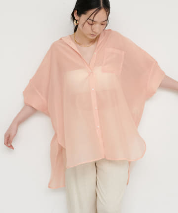 LARUTA(ラルータ) ［WEB限定］シアーロゴ刺繍BIGシャツ