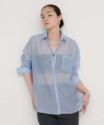 LARUTA(ラルータ) ［WEB限定］シアーロゴ刺繍レギュラーシャツ