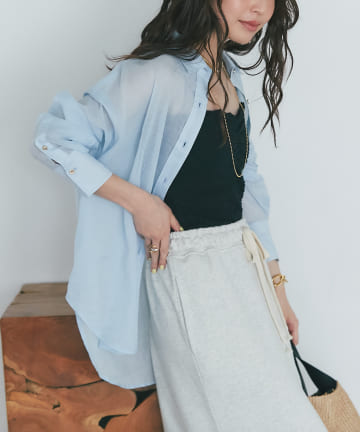 La boutique BonBon(ラブティックボンボン) シアーリネン混オーバーシャツ
