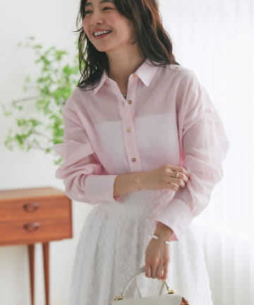 La boutique BonBon(ラブティックボンボン) シアーリネン混オーバーシャツ