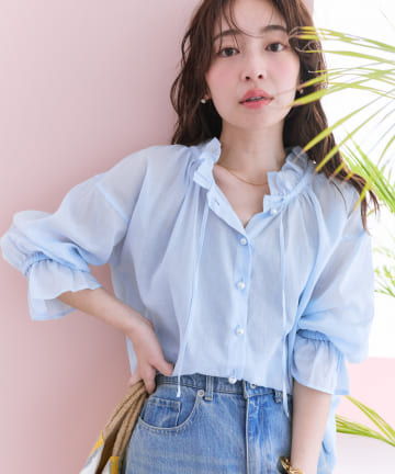 La boutique BonBon】フリルカラーリボンBL[品番：PALW0005331