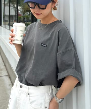 CIAOPANIC TYPY(チャオパニックティピー) 【ユニセックス】オーバーダイボックスロゴステッチTee