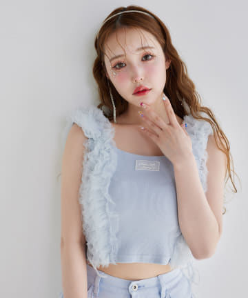 one after another NICE CLAUP(ワンアフターアナザー ナイスクラップ) 【moon light marine collection】チュールフリルタンク