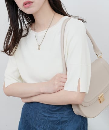 【WEB限定】前後2WAYピンタック切替袖シンプルニット