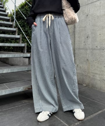 【低身長・高身長対応/サイズ展開あり】【新色追加】スタイルアップ柔らかワイドイージーパンツ