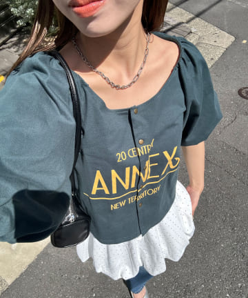CIAOPANIC(チャオパニック) バルーンスリーブTシャツカーデ