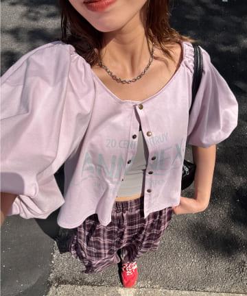 CIAOPANIC(チャオパニック) バルーンスリーブTシャツカーデ