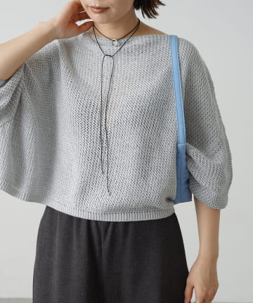 OUTLET(アウトレット) 【Omekashi】リネンワイドニットプルオーバー