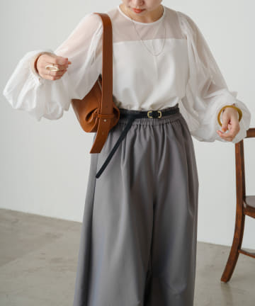 OUTLET(アウトレット) 【Omekashi】【オケージョン/結婚式】チュール切替えプルオーバー