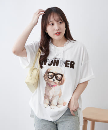 NICE CLAUP / OLIVE des OLIVE OUTLET(ナイスクラップ  / オリーブ デ オリーブ アウトレット) 【RMAF】メガネ犬半袖T