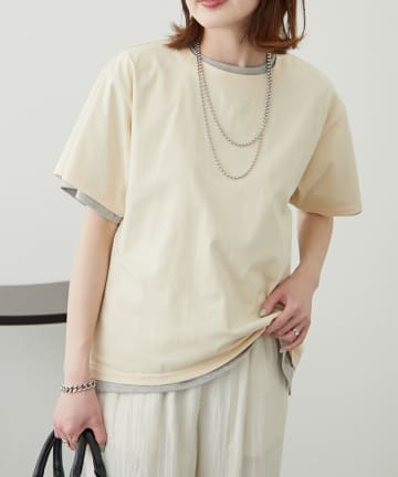 【willow】カラーレイヤードワンポイント刺繍TEE