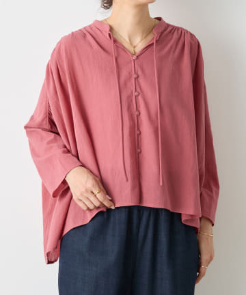 コットンシフォンギャザーシャツ