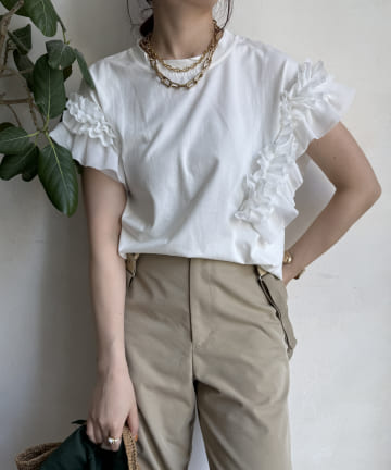 【WEB限定】袖アシメフリルTEE