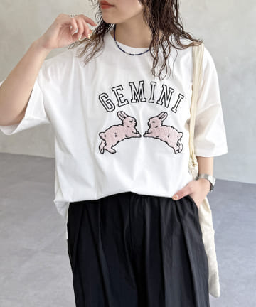 CPCM(シーピーシーエム) うさぎサガラ刺繍ビッグT