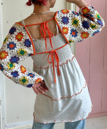 【HELLO.SANFRANCISCO】クロシェボレロ付きティアードキャミワンピ