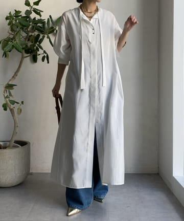 OUTLET(アウトレット) 【DouDou】スキッパー棒タイワンピース