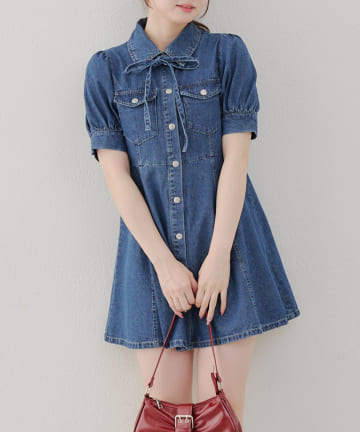 NICE CLAUP / OLIVE des OLIVE OUTLET(ナイスクラップ  / オリーブ デ オリーブ アウトレット) 【RMAF】【今季のトレンド】デニムミニワンピ