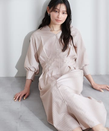 NICE CLAUP / OLIVE des OLIVE OUTLET(ナイスクラップ  / オリーブ デ オリーブ アウトレット) 【natural couture】タックシャツワンピース