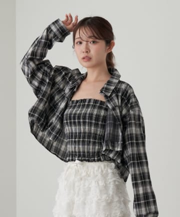 チェックシャツボレロ